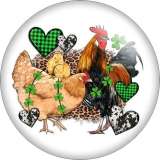 20MM Rabbit chicken cow pattern Print glass snap button charms