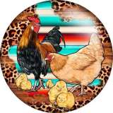 20MM Rabbit chicken cow pattern Print glass snap button charms