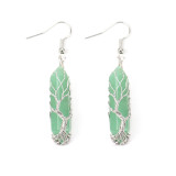 Hand wrapped natural stone crystal hexagonal prism amethyst life tree earrings