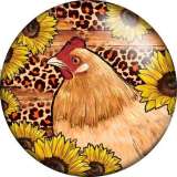 20MM Rabbit chicken cow pattern Print glass snap button charms