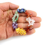 Natural Colorful Crystal Irregular Crushed Stone Double Layer Woven Cross Elastic Bracelet