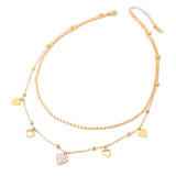Stainless steel double layer love necklace