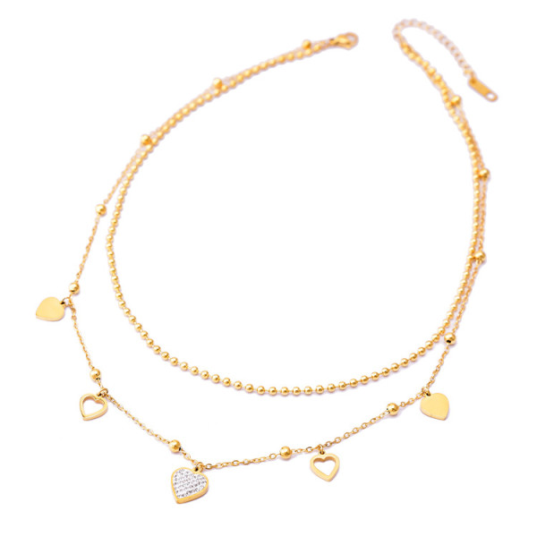 Stainless steel double layer love necklace