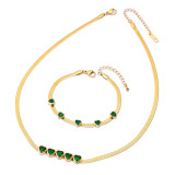 Zircon Heart Necklace Bracelet