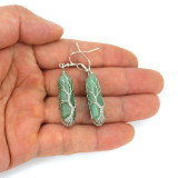 Hand wrapped natural stone crystal hexagonal prism amethyst life tree earrings