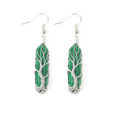 Hand wrapped natural stone crystal hexagonal prism amethyst life tree earrings