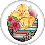 20MM Rabbit chicken cow pattern Print glass snap button charms