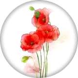 20MM Red Flower Print glass snap button charms