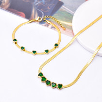 Zircon Heart Necklace Bracelet
