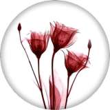 20MM Red Flower Print glass snap button charms