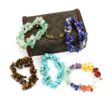 Natural Colorful Crystal Irregular Crushed Stone Double Layer Woven Cross Elastic Bracelet