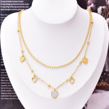 Stainless steel double layer love necklace