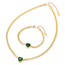 Zircon Heart Necklace Bracelet