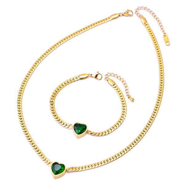 Zircon Heart Necklace Bracelet