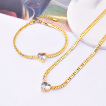 Zircon Heart Necklace Bracelet