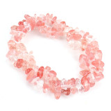 Natural Colorful Crystal Irregular Crushed Stone Double Layer Woven Cross Elastic Bracelet