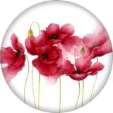 20MM Red Flower Print glass snap button charms