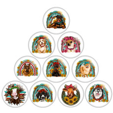 20MM Dog dairy cattle Print glass snap button charms