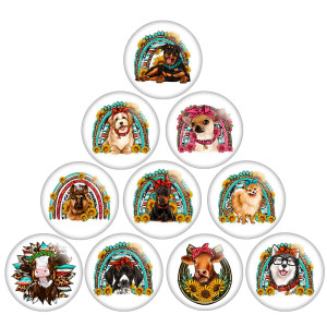 20MM Dog dairy cattle Print glass snap button charms