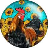 20MM Rabbit chicken cow pattern Print glass snap button charms
