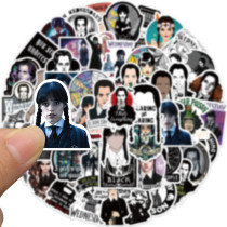 50 latest American TV series Wednesday graffiti stickers, suitcase DIY waterproof stickers