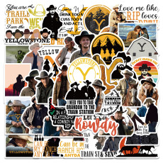 50 pieces of Yellow Stone stickers for American TV dramas, personalized decoration, luggage, laptop, guitar, waterproof and non repeating stickers