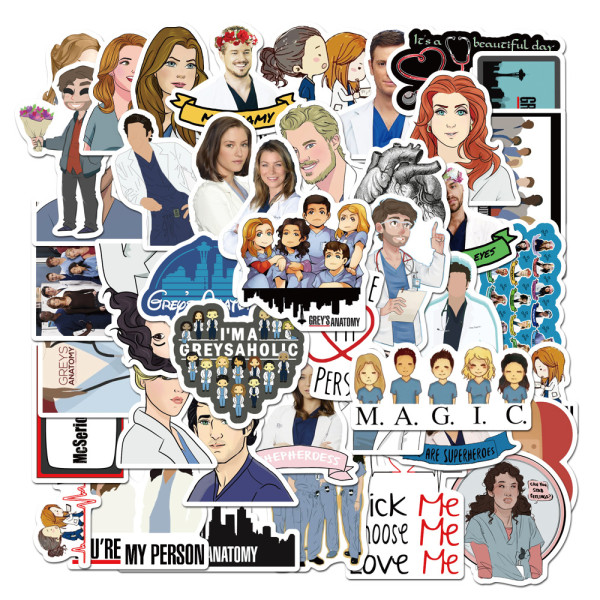 50 American TV series intern doctor Grey graffiti stickers suitcase laptop guitar waterproof stickers
