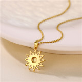 Stainless steel sunflower pendant necklace