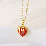 Stainless steel zircon love strawberry necklace