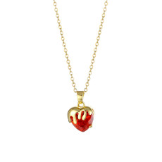 Stainless steel zircon love strawberry necklace