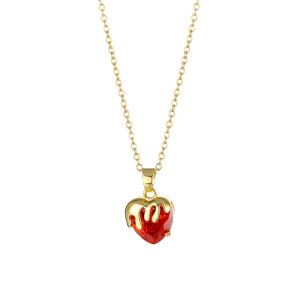 Stainless steel zircon love strawberry necklace