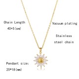 Stainless steel sunflower pendant necklace