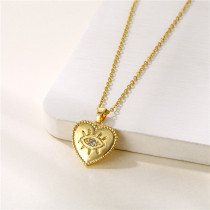 Stainless Steel Demon Eye Zircon Love Pendant Necklace