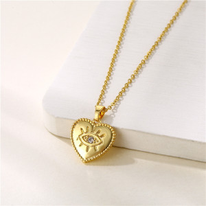 Stainless Steel Demon Eye Zircon Love Pendant Necklace