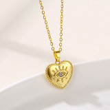 Stainless Steel Demon Eye Zircon Love Pendant Necklace