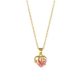 Stainless steel zircon love strawberry necklace
