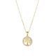 Stainless Steel Round Hollow Life Tree Pendant Zircon Necklace