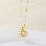 Stainless steel zircon love strawberry necklace
