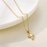 Stainless Steel Cross Zircon Pendant Necklace