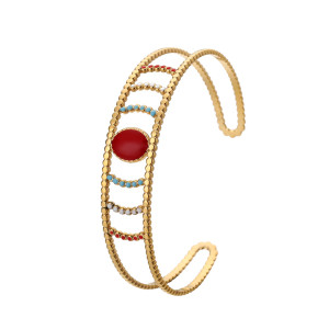 Stainless steel drip crescent hollow adjustable bracelet