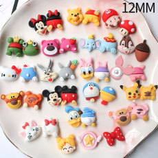 12MM DIY Cartoon Resin Pikachu Strawberry Bear Bell Mickey Mouse Mushroom snap button charms