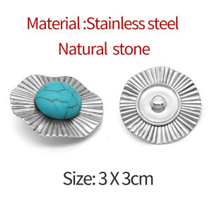 stainless steel Stripe  Agate snap buttons Natural stone DIY  fit 20mm snap button charms