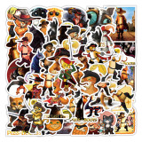 50 new boots on cat graffiti stickers, travel box, car, skateboard, laptop, waterproof sticker, sticker