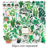 50 Ins Wind Green Plant Cartoon DIY Stickers for Tablets, Luggage Cases, Refrigerators, Stationery Stickers