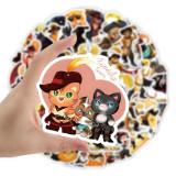 50 new boots on cat graffiti stickers, travel box, car, skateboard, laptop, waterproof sticker, sticker