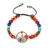 Handwoven Natural Crystal Red Agate Beads Life Tree Bracelet Adjustable