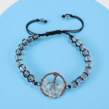 Handwoven Natural Crystal Red Agate Beads Life Tree Bracelet Adjustable