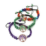 Handwoven Natural Crystal Red Agate Beads Life Tree Bracelet Adjustable