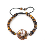Handwoven Natural Crystal Red Agate Beads Life Tree Bracelet Adjustable