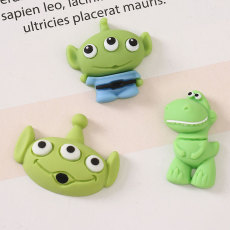 Cartoon Dinosaur Three Eyed doll resin DIY fit 20mm snap button charms